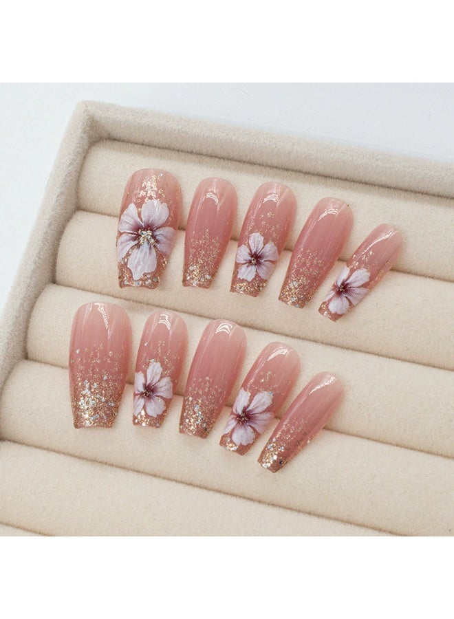 Goolsky Floral Dots Press-on Nails Long for Students Daily Sweet Look - Image 2