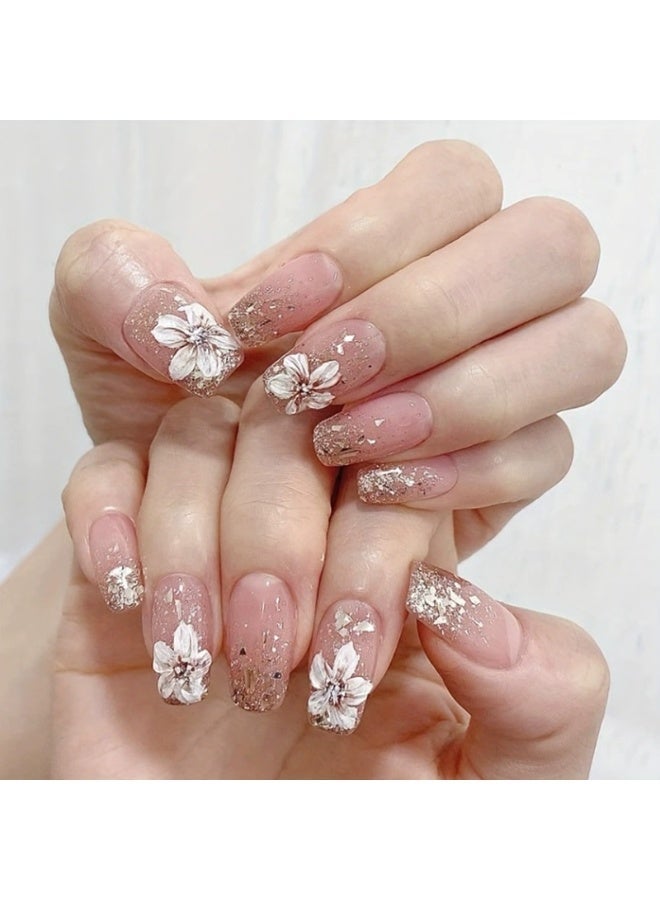 Goolsky Floral Dots Press-on Nails Long for Students Daily Sweet Look - Image 1