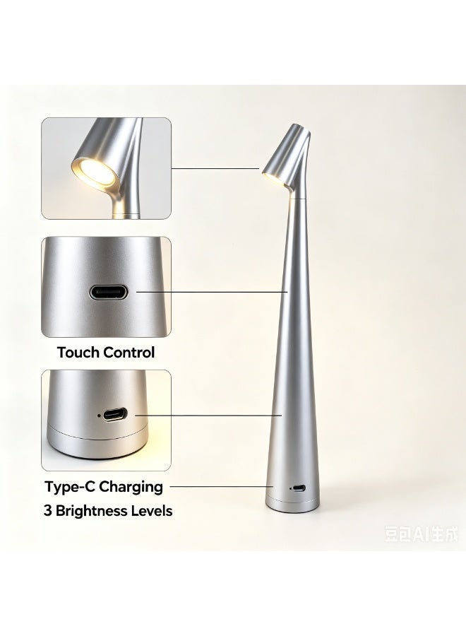 Touch Control LED Table Lamp – Rechargeable & Cordless with 3-Color Dimmable Light, Matte Plastic Shade, USB Charging – Modern Portable Downlight for Bedroom, Dining Table, Office, and Reading – Elegant Gift for Home Decor - Image 3