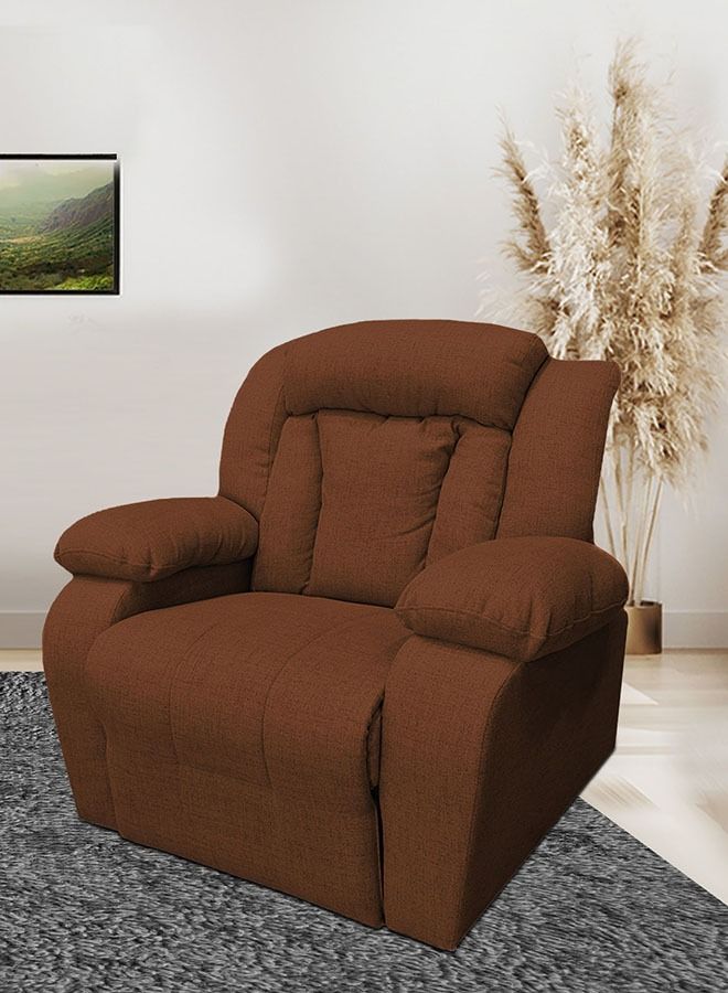 REGAL IN HOUSE Linen Upholstered Rocking Recliner Chair With Bed Mode - Dark Brown - 90x100x80cm  - Image 1