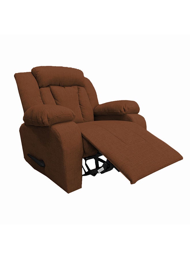 REGAL IN HOUSE Linen Upholstered Rocking Recliner Chair With Bed Mode - Dark Brown - 90x100x80cm  - Image 2