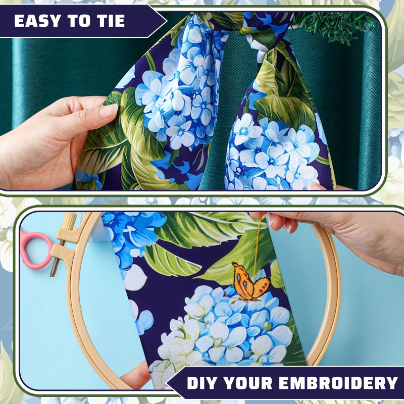 CraftyDream Wreath Sash for Front Door Wreath Satin Sash Blank Sashes Embroidery Monogram Yard Doorway Indoor Outdoor Wall Ribbon Bow Home Decor(Blue, Green,Summer Hydrangea) - Image 4