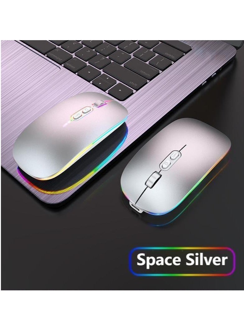 Bluetooth Dual-Mode Wireless Mouse – Silent Rechargeable Mouse with LED Lighting | Ultra-Long Standby | Quiet Operation | Colorful Breathing Light  - Image 1