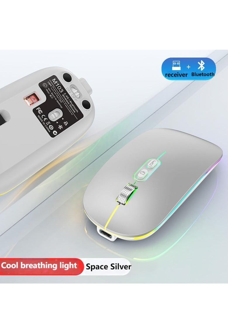 Bluetooth Dual-Mode Wireless Mouse – Silent Rechargeable Mouse with LED Lighting | Ultra-Long Standby | Quiet Operation | Colorful Breathing Light  - Image 2