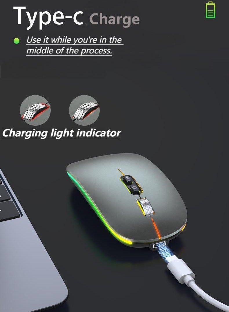 Bluetooth Dual-Mode Wireless Mouse – Silent Rechargeable Mouse with LED Lighting | Ultra-Long Standby | Quiet Operation | Colorful Breathing Light  - Image 3