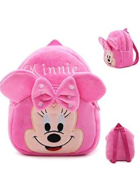 Kain Minnie Soft Designer Cartoon Bags for Nursery Kids 2 to 6 Year (Pink)