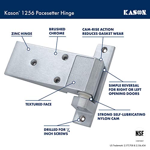 Kason 1256-000004 Hinge, Textured Brush Chrome - Image 2