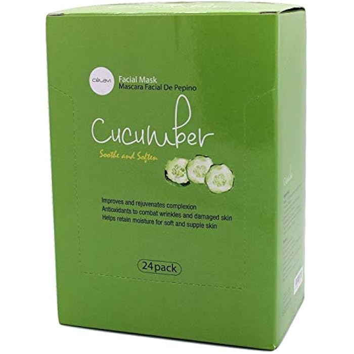 Celavi Cosmetics Celavi Facial Mask Set Korean Essence Sheet Masks (24-pcs, Cucumber) - Image 1