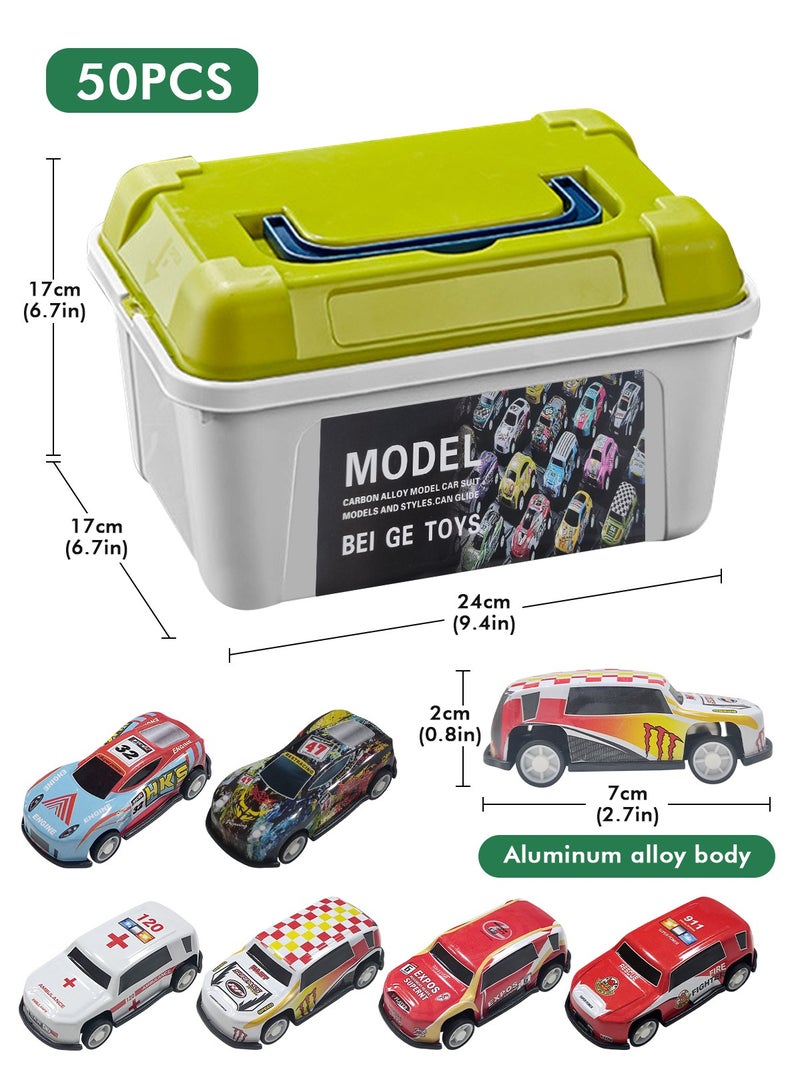أوربازار 50 قطعة من ألعاب السيارات هدايا الحفلات، لعبة سيارات السباق القابلة للسحب، ألعاب صغيرة للأطفال الأولاد والبنات الصغار، حقيبة هدايا للحفلات للأطفال من سن 3 إلى 10 سنوات، هدية للأولاد والبنات مع خريطة وصندوق تخزين - Image 2