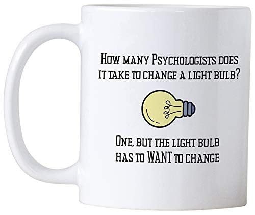 Casitika Psychology Gifts. 11 oz White Ceramic Psychologist Coffee Mug. Funny Psychiatrist or Psychologists Light Bulb Joke. - Image 3