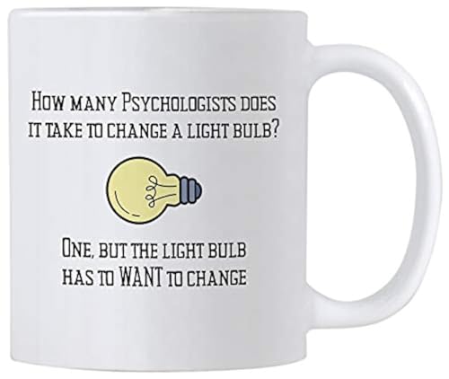 Casitika Psychology Gifts. 11 oz White Ceramic Psychologist Coffee Mug. Funny Psychiatrist or Psychologists Light Bulb Joke. - Image 1