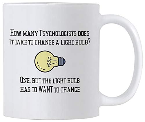 Casitika Psychology Gifts. 11 oz White Ceramic Psychologist Coffee Mug. Funny Psychiatrist or Psychologists Light Bulb Joke. - Image 2