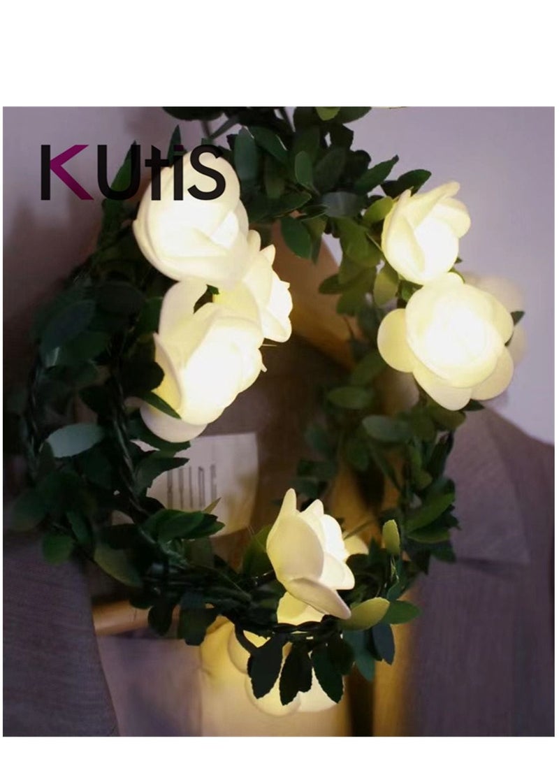 Kutis 20-Piece LED Rose String Light With Clear Cable And Battery Box White 3meter  - Image 4
