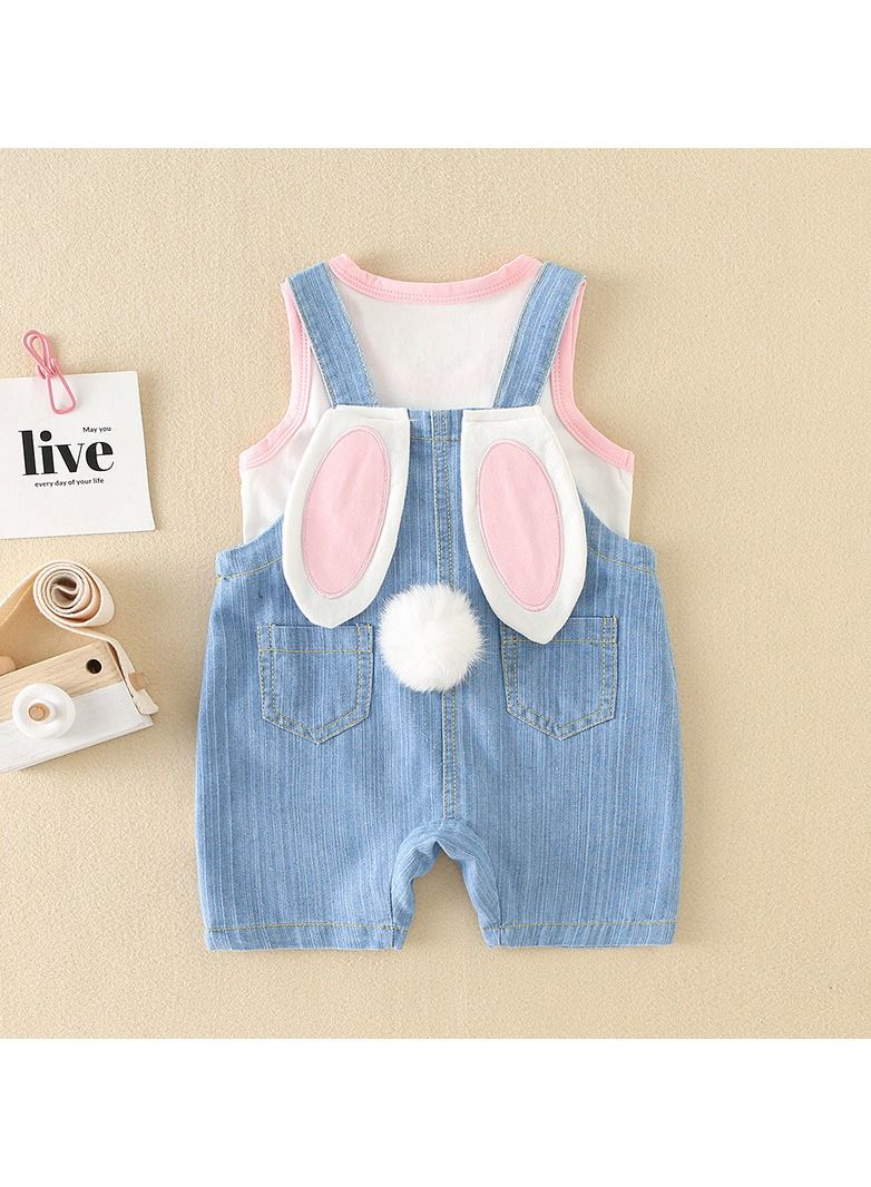 Loquat Baby Summer Thin Short Sleeve Denim Bodysuit - Image 1