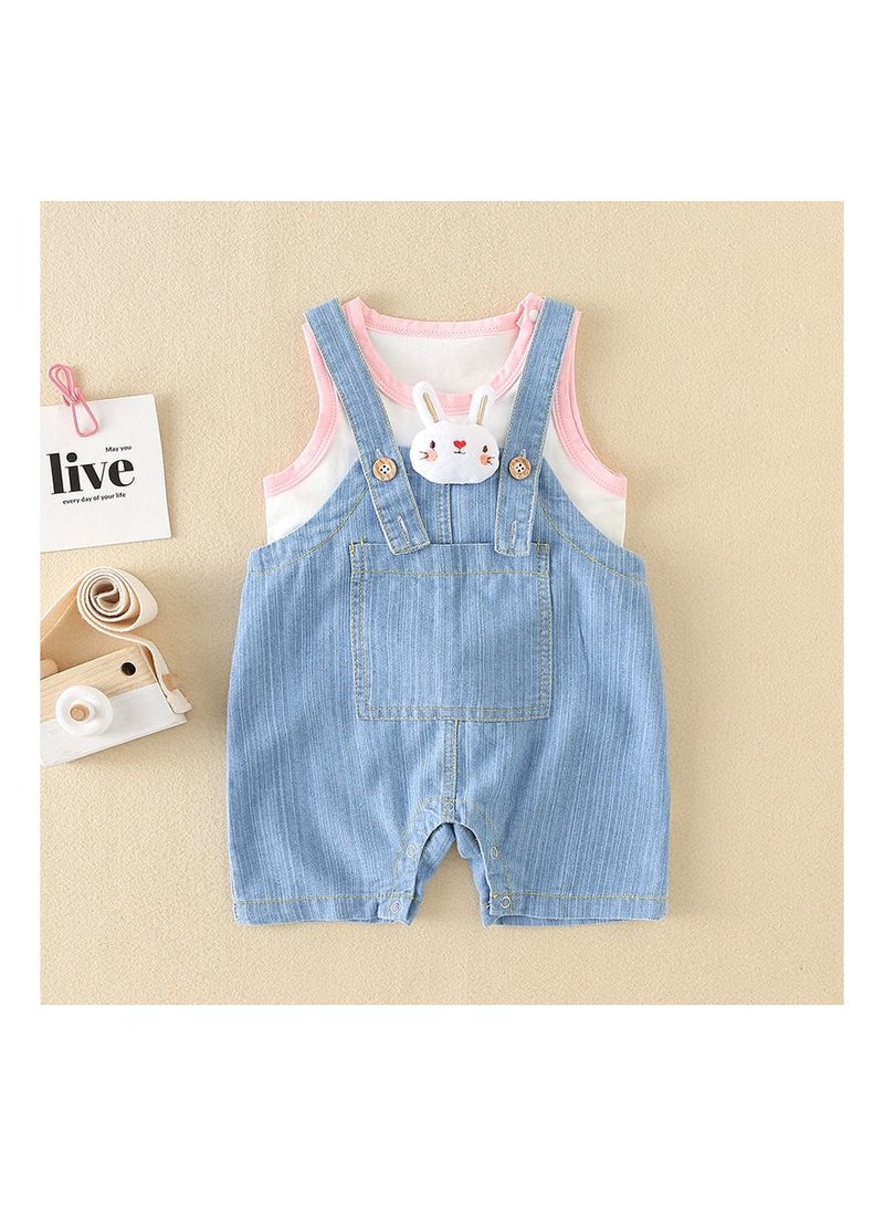Loquat Baby Summer Thin Short Sleeve Denim Bodysuit - Image 2