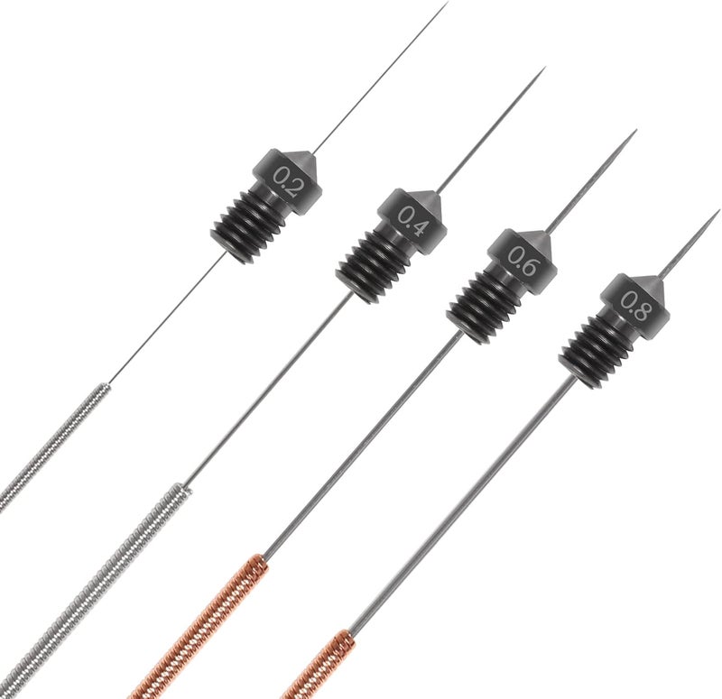 AITIAO 3D Printer Extruder Nozzle 0.2 0.4 0.6 0.8mm Hardened Steel Nozzle Extruder Print Head +Stainless Steel Cleaning Kit for 1.75mm Filament V5-V6 3D Printer Prusa I3 (12PCS) - Image 5