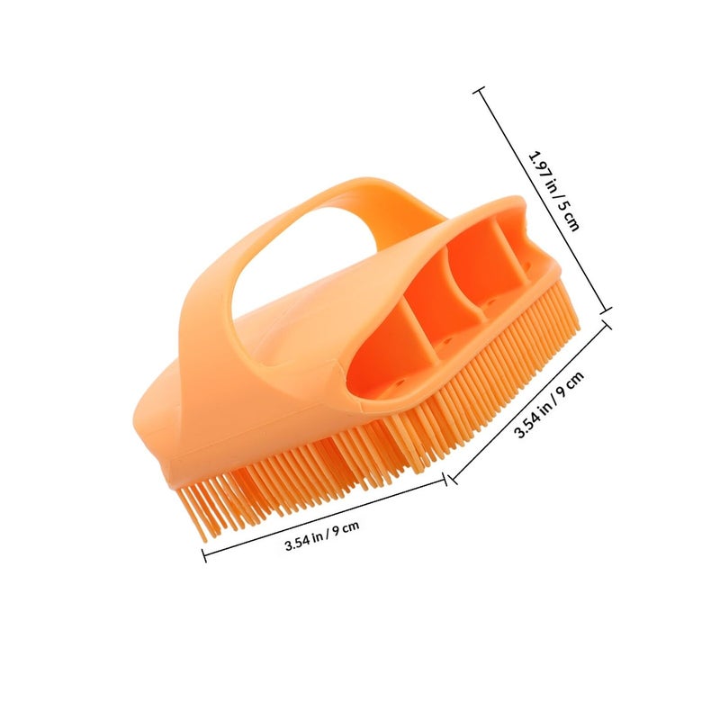 Orange Silicone Square Bath Brush With Massage Scrubber For Body Exfoliation Back Cleaning - Image 3