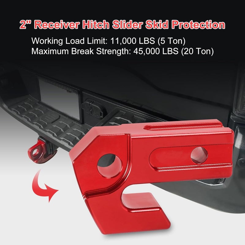 RALZAOTO 2" Towing Hitch Slider with Skid Protection - 45,000 lbs Capacity for Off-Road Trucks and SUVs (Red) - Image 2