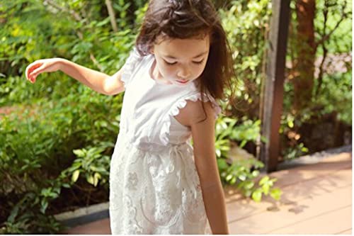 Bow Dream Flower Girl's Dress Vintage Lace Off White 10 - Image 5