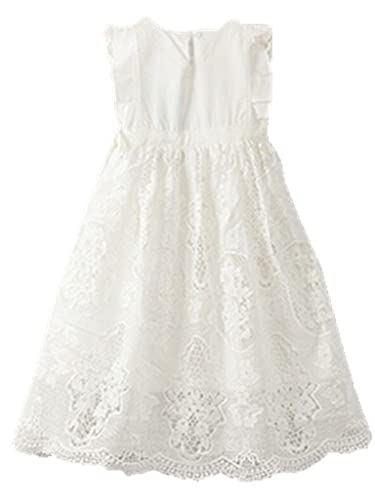 Bow Dream Flower Girl's Dress Vintage Lace Off White 10 - Image 3