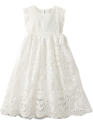 Bow Dream Flower Girl's Dress Vintage Lace Off White 10 - Image 1