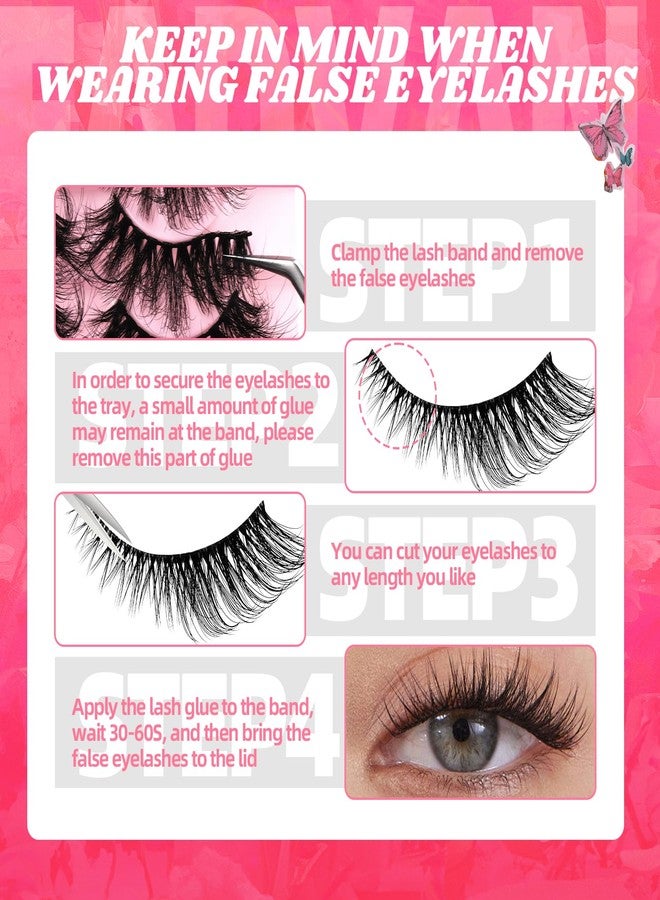 فادڤان رموش صناعية من فادفان، رموش من المنك الصناعي، كثافة 6D، رموش طويلة وجذابة بتصميم عين القطة، تبدو كأنها وصلات رموش، مع غراء للرموش، عبوة من 10 أزواج - D02 - Image 5