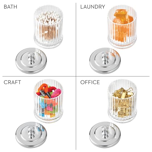 InterDesign iDesign Alston Bathroom Vanity Canister Jar for Cotton Balls, Swabs, Cosmetic Pads - Clear/Chrome 3.5" x 3.5" x 5.1" - Image 3