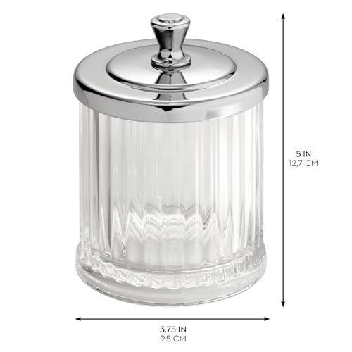 InterDesign iDesign Alston Bathroom Vanity Canister Jar for Cotton Balls, Swabs, Cosmetic Pads - Clear/Chrome 3.5" x 3.5" x 5.1" - Image 2