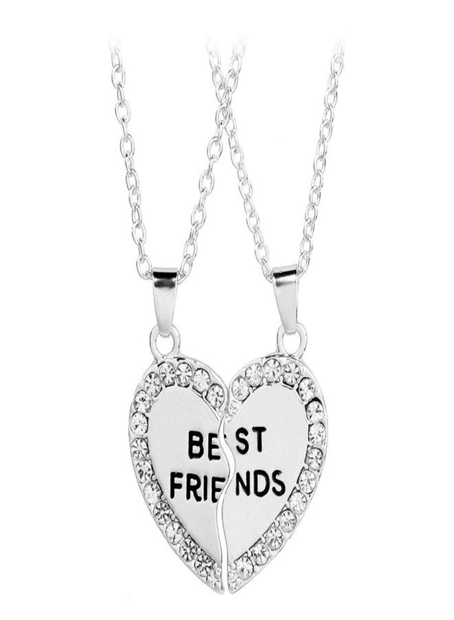 آرت أتاك طقم هدايا مكون من قطعتين من قلادة وسلسلة بتصميم قلب مكسور مرصع بالأحجار الكريمة، من Art Attack (فضي) - Image 1