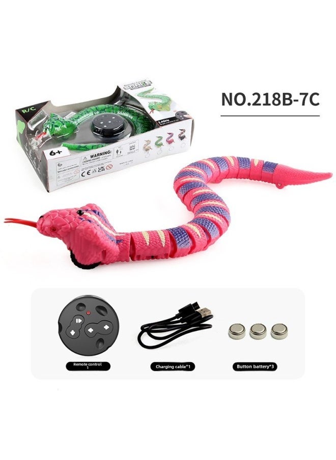 Children's Funny Remote Control Snake Cobra Remote Control Mouse Electronic Pet Infrared Remote Control Simulation Electric Toy-color:218B-7C Cobra Pink 215g-Specifications:Support Labeling And Qualification Reports  - Image 1