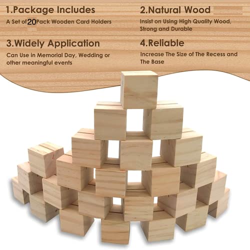 NJ OVERSEAS NJ Natural Beech Wood Table Number Holders (2x1.5x1.5 Inches), card holder, Wood Photo/picture Holders, Conference name card stand, buffet menu card holder : 20 Pcs Set - Image 3