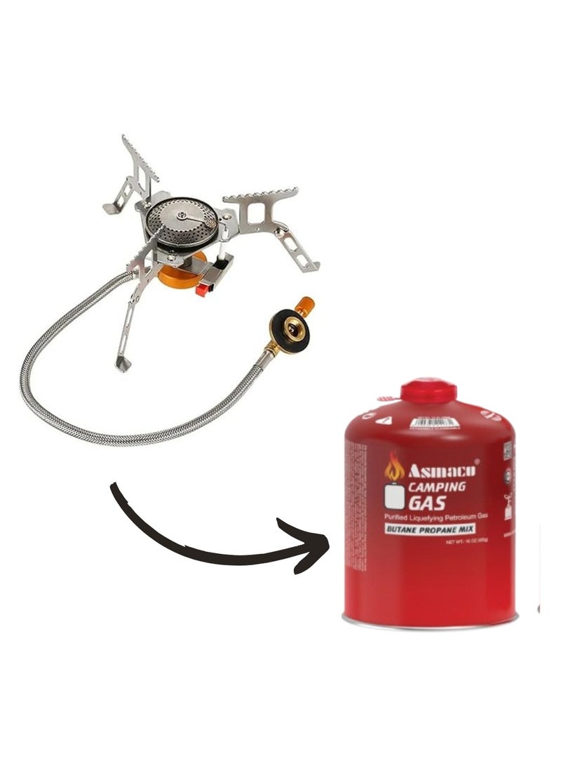 اسماكو أزماكو - عبوة غاز تخييم - ٤٥٠ غرام - غاز البوتان - خرطوشة صمام غاز البوتان والبروبان - خرطوشة غاز البوتان والبروبان للتخييم - غاز البوتان للموقد المحمول - Image 2