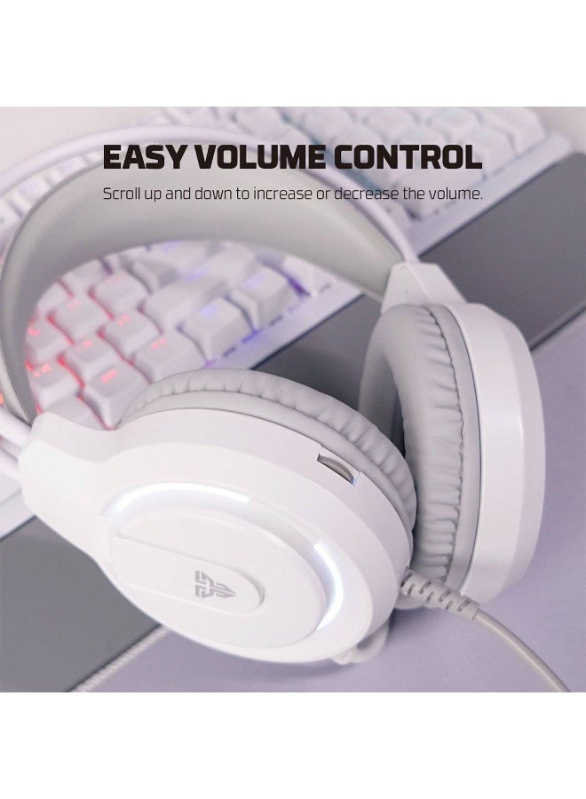 FANTECH HQ53 FLASH Lightweight Wired Gaming Headset, Stereo Sound, Built-in Microphone, Comfortable Over-Ear Design, White - Image 5