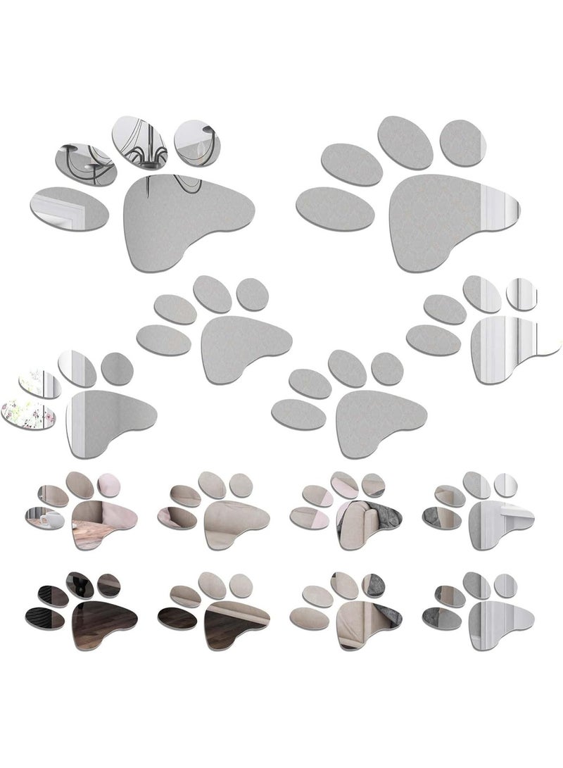 14-Pc Acrylic Mirror Paw Stickers Kit - 3 Sizes DIY Removable Dog Print Wall Mirror Decor for Kids Room & Pet Corner - Image 1