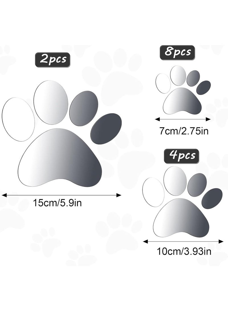 14-Pc Acrylic Mirror Paw Stickers Kit - 3 Sizes DIY Removable Dog Print Wall Mirror Decor for Kids Room & Pet Corner - Image 2