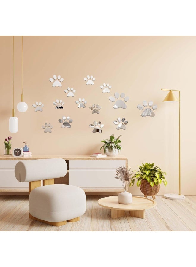 14-Pc Acrylic Mirror Paw Stickers Kit - 3 Sizes DIY Removable Dog Print Wall Mirror Decor for Kids Room & Pet Corner - Image 4