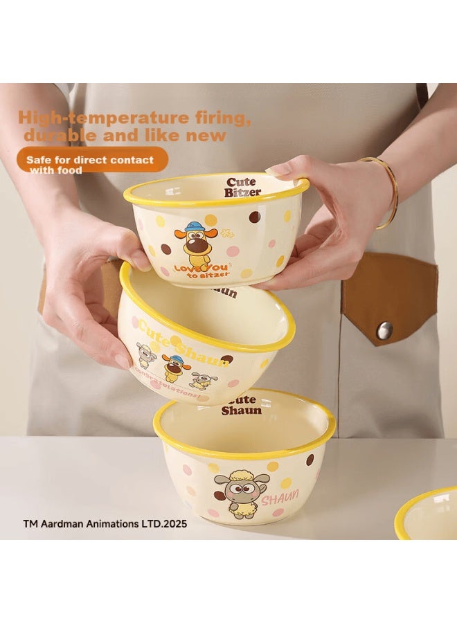 Pakchoice Shaun The Sheep Ceramic Rice Bowl Household Soup Noodle Bowl Cute Children's Single Bowl Gift Box Tableware Set - Image 2