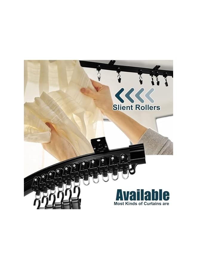 The Bros سكة ستائر السقف، سكة ستائر منحنية سوداء بطول 3م، سكة بلاستيكية فولاذية مرنة على شكل U، سكة سقف لتركيب ستائر على الحائط لنظام سكة انزلاق الستائر للمركبات الترفيهية - Image 2