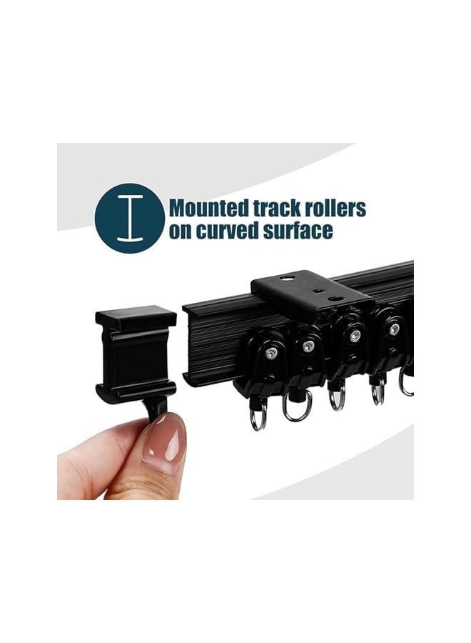 The Bros سكة ستائر السقف، سكة ستائر منحنية سوداء بطول 3م، سكة بلاستيكية فولاذية مرنة على شكل U، سكة سقف لتركيب ستائر على الحائط لنظام سكة انزلاق الستائر للمركبات الترفيهية - Image 3