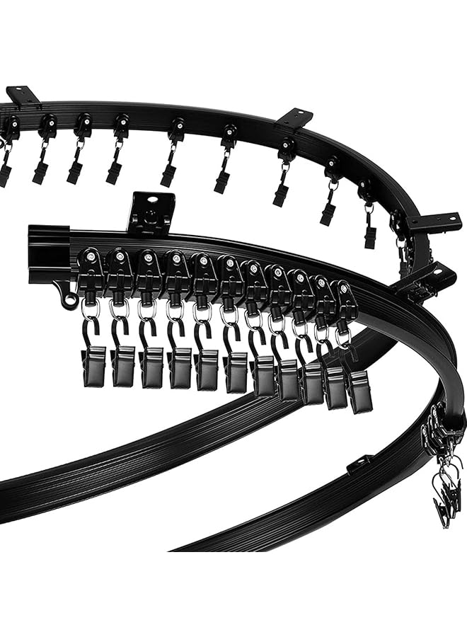 The Bros سكة ستائر السقف، سكة ستائر منحنية سوداء بطول 3م، سكة بلاستيكية فولاذية مرنة على شكل U، سكة سقف لتركيب ستائر على الحائط لنظام سكة انزلاق الستائر للمركبات الترفيهية - Image 1