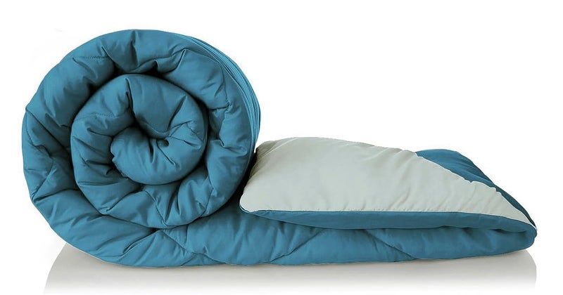la' amour Premium Microfiber Solid Plain Double Bed Comforter | All-Season Reversible AC Blanket for Winter & Summer | Soft & Lightweight Quilt for Double Bed - 220 GSM, Teal - Image 1