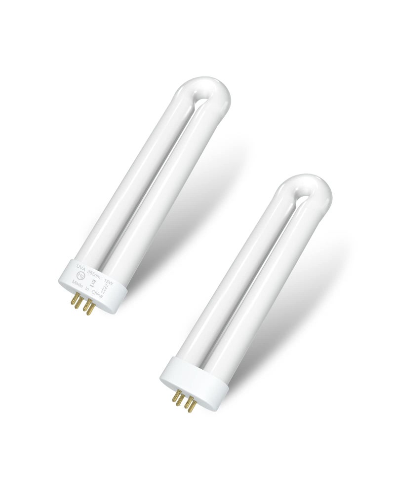 Dichroma Bug Zapper Light Bulb Replacement for 15W Bug Zapper with 4-Pin Base, Ful 15W-BL U Shaped Twin Tube Bulb for T6 Insect Attracting Lamp, 2 Pack - Image 1