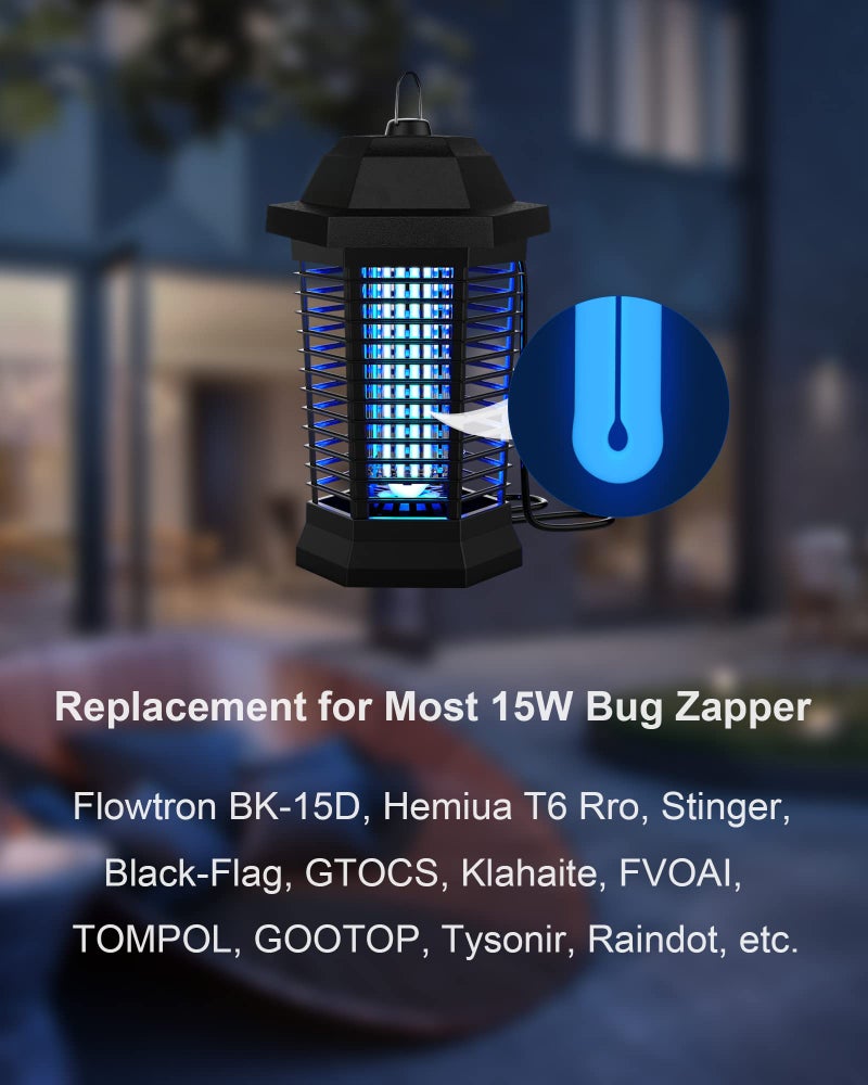 Dichroma Bug Zapper Light Bulb Replacement for 15W Bug Zapper with 4-Pin Base, Ful 15W-BL U Shaped Twin Tube Bulb for T6 Insect Attracting Lamp, 2 Pack - Image 3
