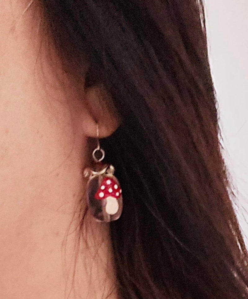 fiona Mushroom Jewelry Set, Red Clear Fungi Bracelet Earring for Women, Birthday Christmas Gift for Her, 1 Set - Image 3