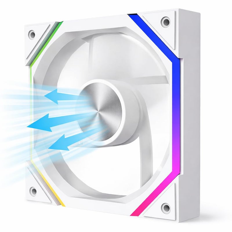SF452 Gaming Case Cooling Fan – 120mm, 24 ARGB LEDs, PWM Control, 5V ARGB Sync (White, 120MM-Reverse) - Image 4