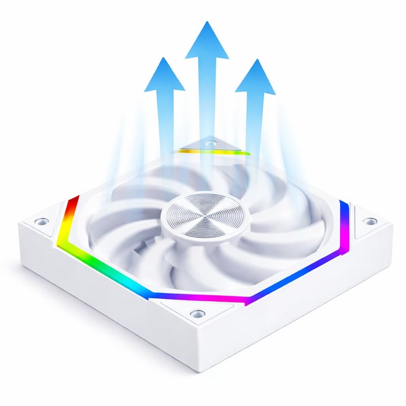 SF452 Gaming Case Cooling Fan – 120mm, 24 ARGB LEDs, PWM Control, 5V ARGB Sync (White, 120MM-Reverse) - Image 2