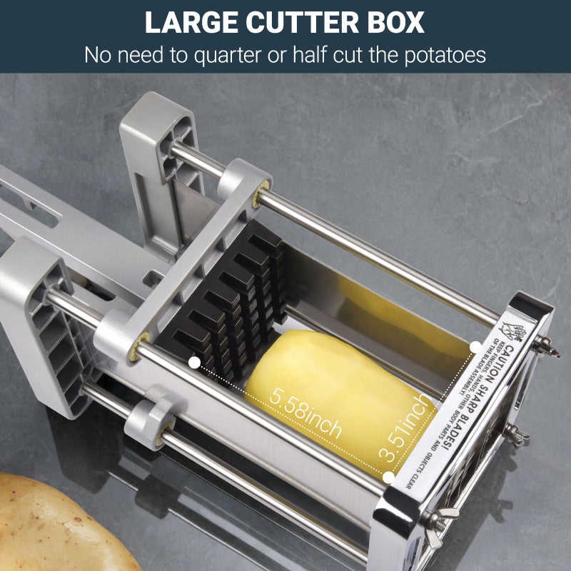 Sopito French Fry Cutter, Sopito Professional Potato Cutter Stainless Steel with 1/2-Inch and 1/4-Inch and 3/8-Inch Blade Great for Potatoes Carrots Cucumbers - Image 3
