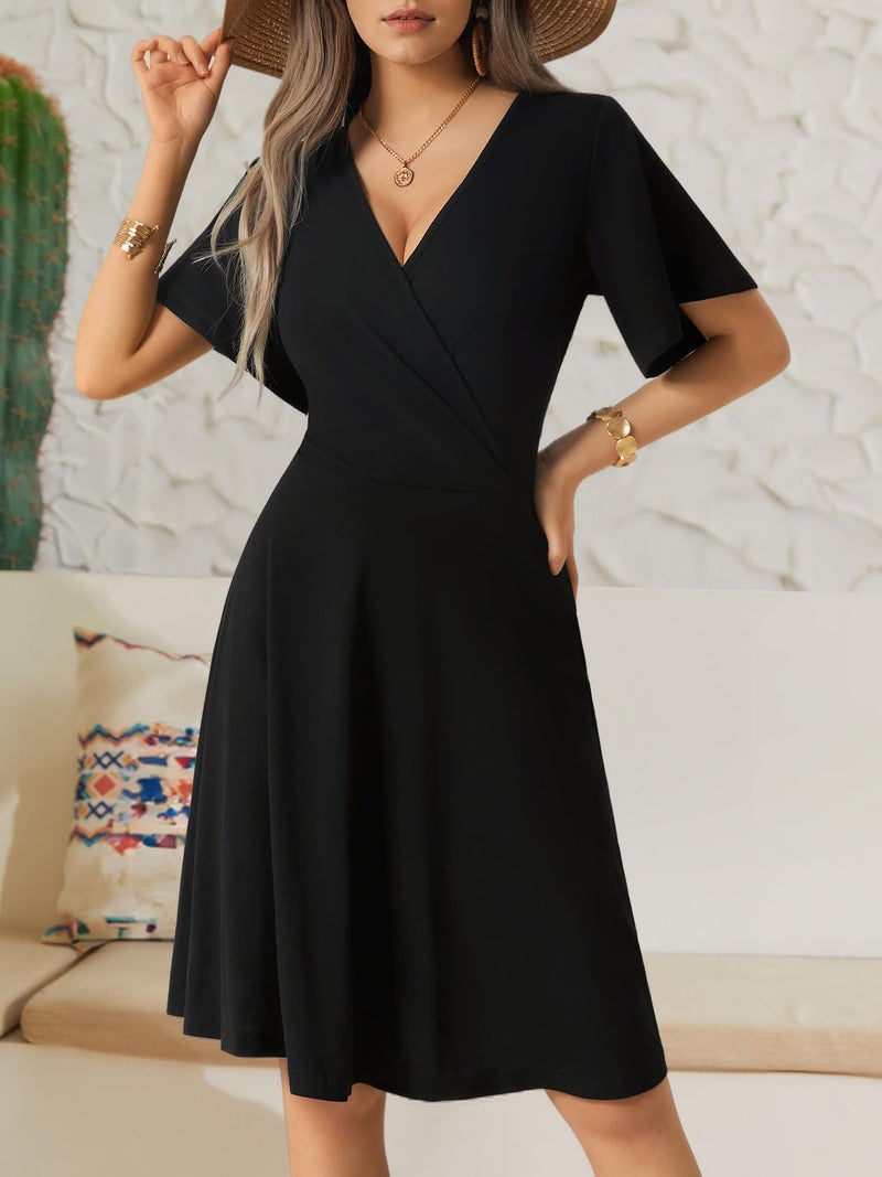 FENSACE Dresses for Women 2025 Elegant Classy Black Modest Cocktail Semi Formal Party Church Outfit(Black,Medium) - Image 4