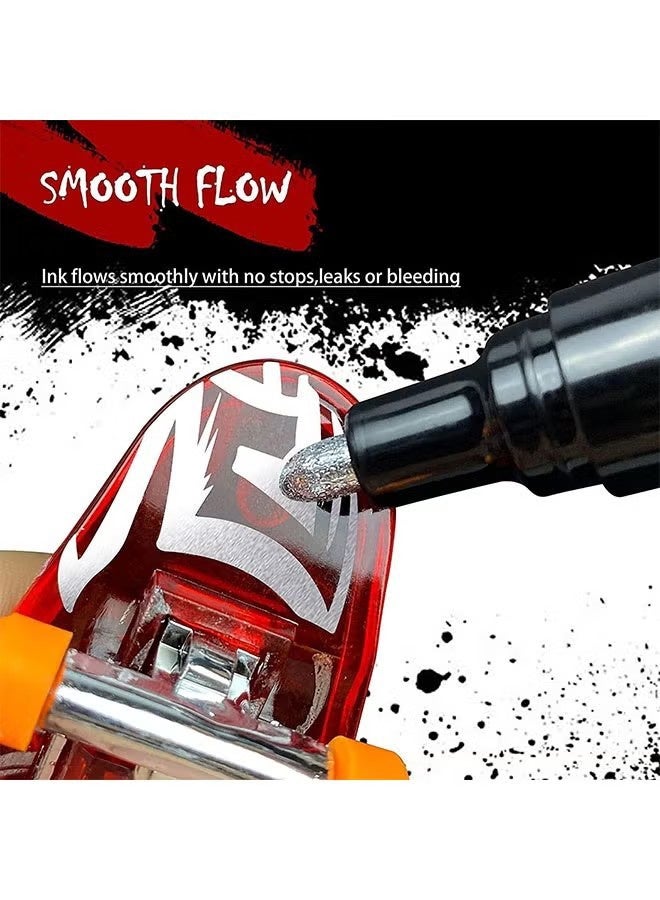 رايهونغ قلم تحديد كروم - أقلام كروم دائمة للمرآة، أقلام طلاء كروم للبلاستيك والمعدن والنماذج، للتلوين اللمسي والإصلاح، مجموعة تحتوي على 3 رؤوس - فضي - Image 3