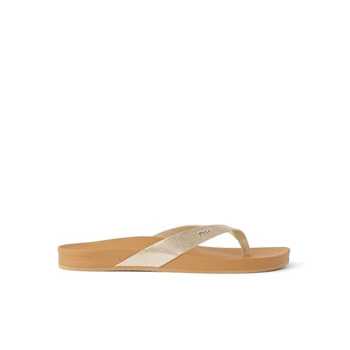 Reef Cushion Court Womens Flip Flop, Molded Cushion Footbed, Arch Support, Tan/Champagne, 7 - Image 5